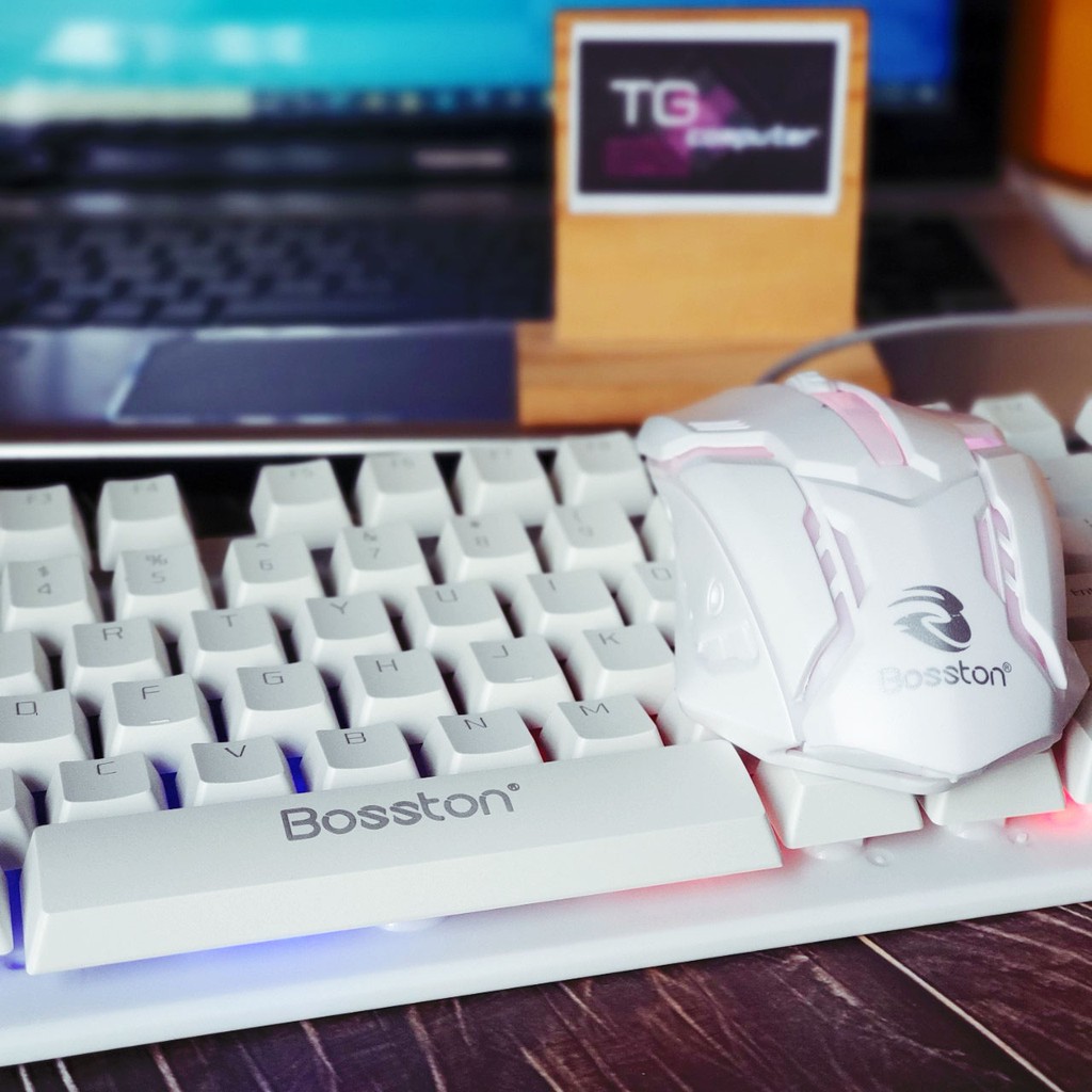 [Tặng lót chuột gaming] Combo bàn phím và chuột giả cơ Boston 8310 Đèn LED đa màu - Vi tính TG