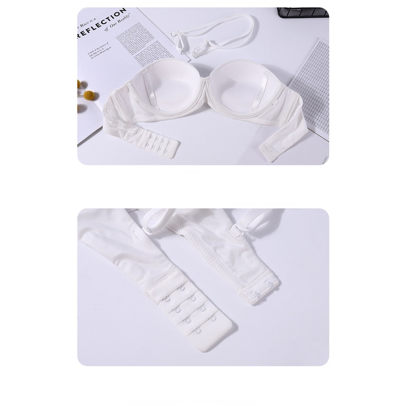 Áo Ngực 1 / 2 Nửa Cúp Có Gọng Thép Mềm Màu Trơn Bóng Thời Trang Đơn Giản Dành Cho Nữ
