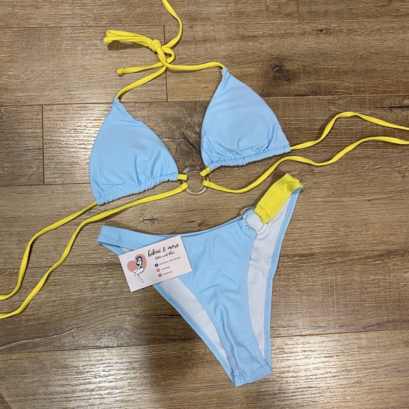 [BKN825] &lt;ÂU&gt; SET BIKINI KHUY TRÒN NGỰC HỒNG/XANH BLUE