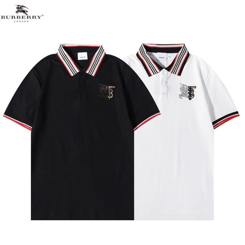 Áo thun polo Burberry tay ngắn chất liệu cotton thêu họa tiết đính đá thời trang cho nam nữ New