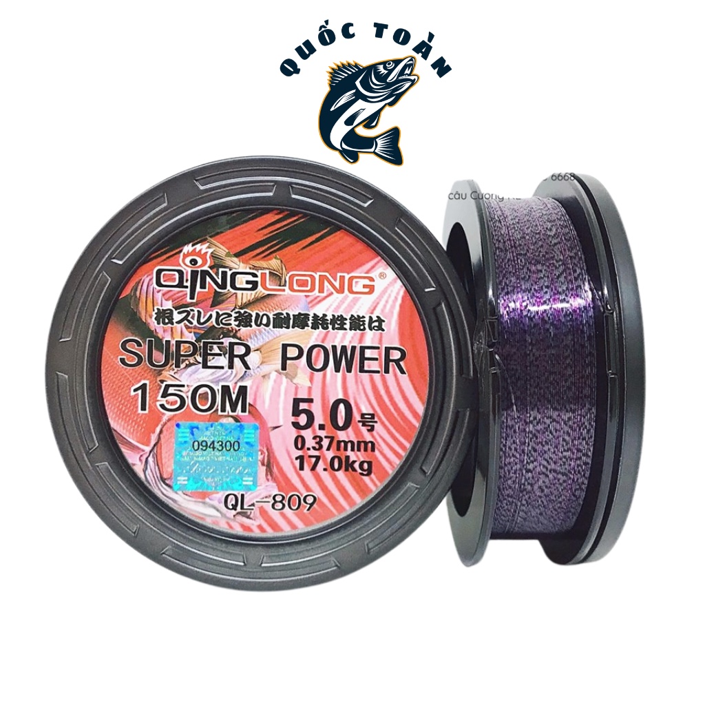 Dây câu cá, dây săn hàng, cước trục tàng hình  QINGLONG SUPER  150m siêu khỏe, siêu bền, siêu dai - Quốc Toàn fishing