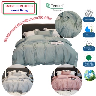 Bộ chăn ga gối lụa cao cấp 100%Tencel 120s, Diamond Dobby cực sang trọng chất liệu siêu mát mịn
