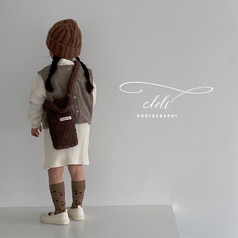 Set 4 đôi vớ KOKOROCARE MSW-28 cotton dài đến đầu gối in hình gấu mocha thời trang mùa thu 2022 dành cho bé 3-8 tuổi