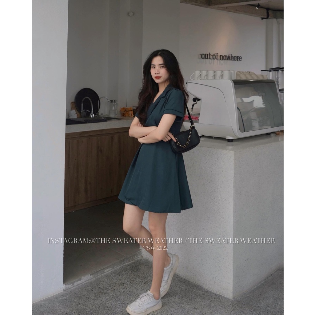 Váy sơ mi cổ vest voan trượt dày dặn thắt nơ V013 Celyn.clothes