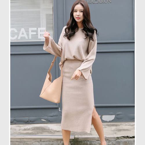 Chân Váy Len Dáng Dài Xẻ Tà Váy Len Midi cạp cao thời trang thu đông | BigBuy360 - bigbuy360.vn