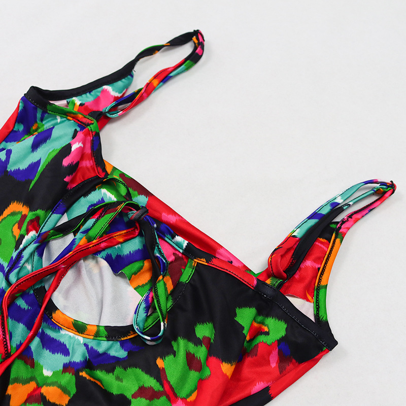 DUNEA Đầm dài 2 dây in họa tiết đáng yêu cho nữ