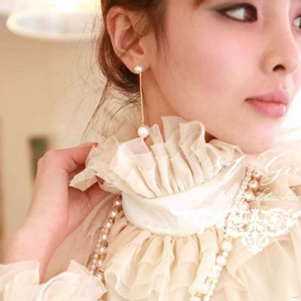 Bông tai dáng dài đính ngọc trai giả thời trang