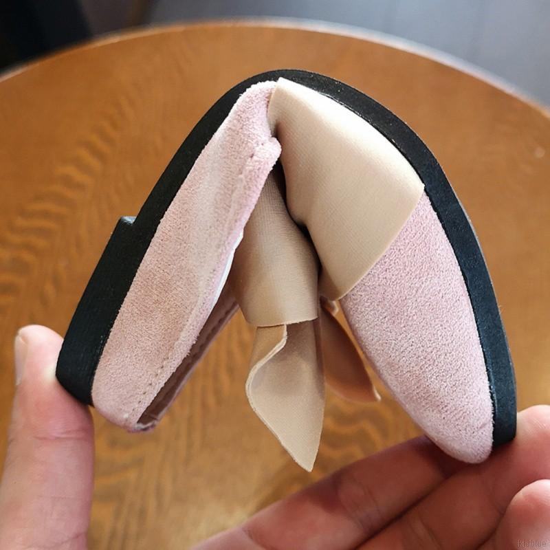 Giày búp bê đế cao su gắn nơ kiểu công chúa thời trang mềm mại cho bé gái