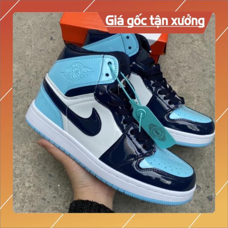 [FreeShip+ Hàng Xịn] Giầy Jordan 1 xanh đen bóng cao cổ hàng đẹp siêu rẻ