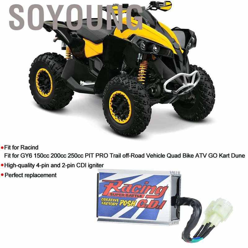 Hàng HOT SOYOUNG Bộ Đánh Lửa Cdi 4 Pin + 2 Giao Diện Gy6 Cho 150cc 200cc Phụ Kiện CDI Không Giới Hạn Tốc Độ Mô Tô GY6 Wild Chất Lượng Cao