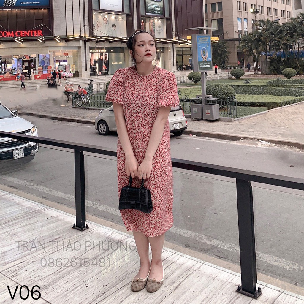 Váy hoa nhí vintage dáng suông tay bồng 2 lớp bánh bèo, cao cấp, Ảnh thật-Video thật - V06 | BigBuy360 - bigbuy360.vn