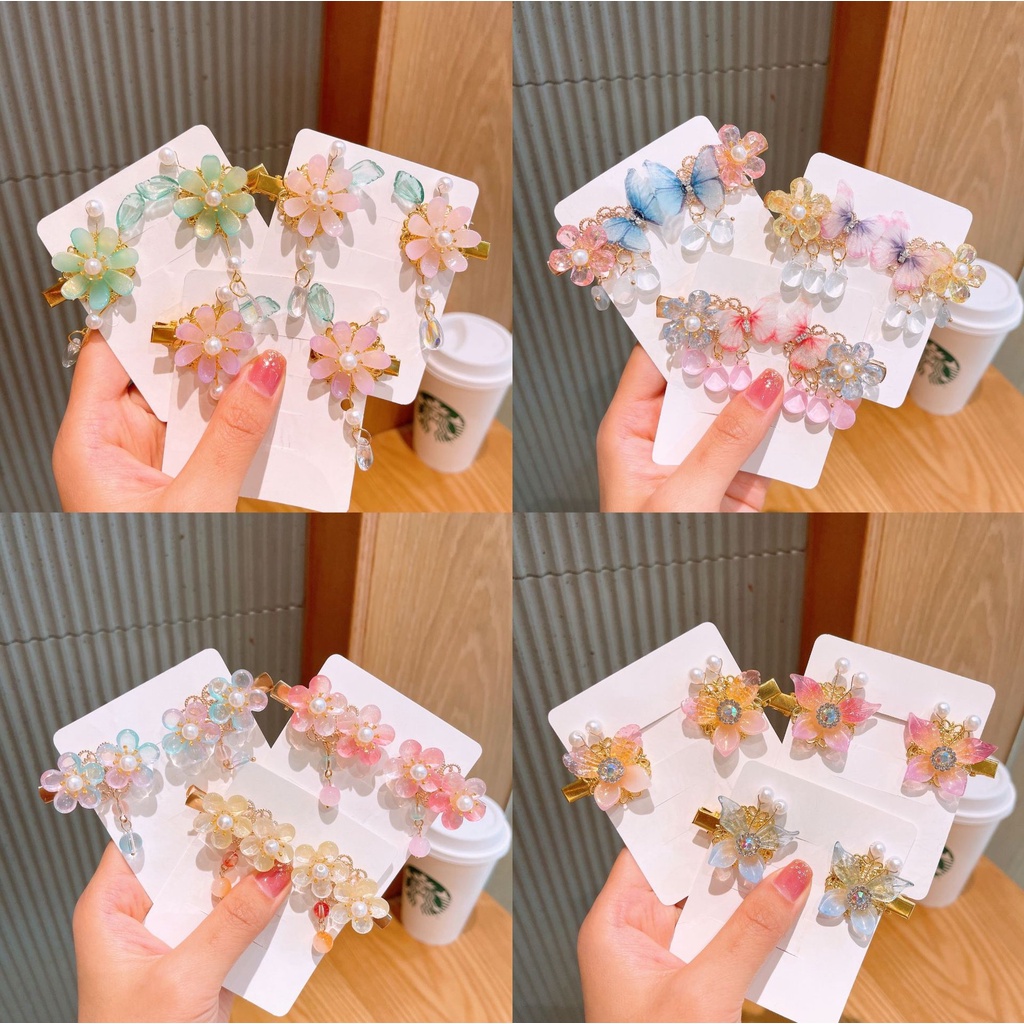 Kẹp Tóc Ruy Băng Đính Núm Tua Kiểu Cổ Điển Dễ Thương Cho Bé Gái