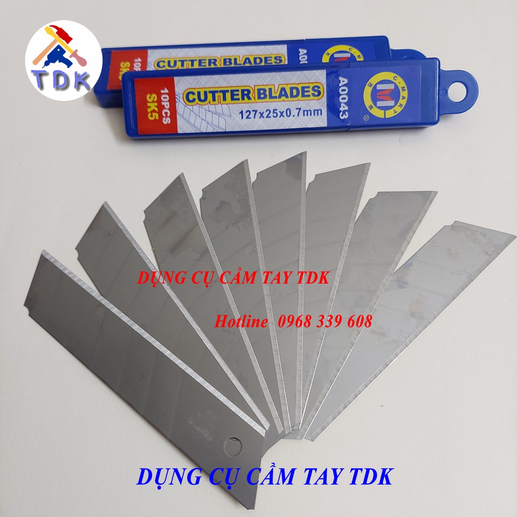 Lưỡi dao rọc giấy C-Mart A0043, lưỡi dao trổ 127x25x0.7mm (1 hộp = 10 lưỡi)