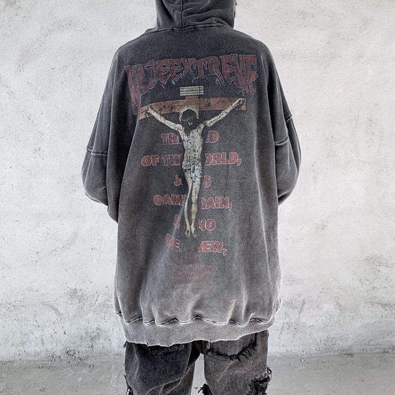 Áo hoodie wash JOC oversize Brokeboiz hình in thánh giá chính hãng Made Extreme