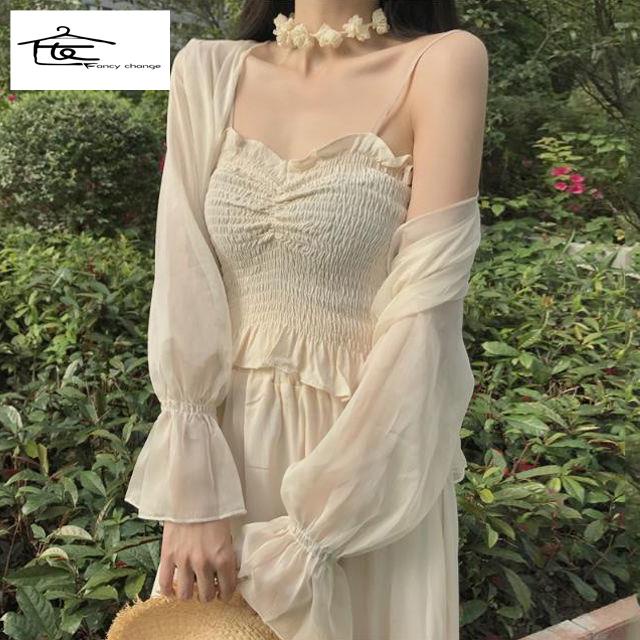 Hàng Có Sẵn Bán Chạy~Áo Khoác Cardigan Bằng Lụa Lạnh Mỏng Phong Cách Phương Tây Thời Trang Mùa Hè Dễ Phối Đồ Cho Nữ