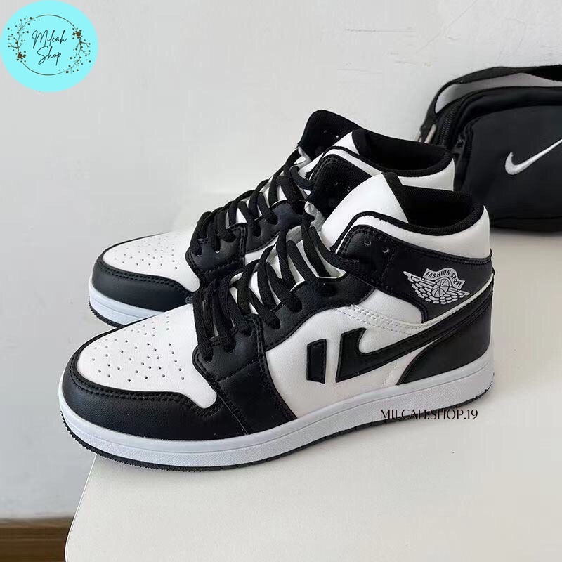 Giày Jordan cổ cao, giày thể thao màu sắc trắng đen dễ phối đồ phù hợp cho cả nam và nữ | BigBuy360 - bigbuy360.vn