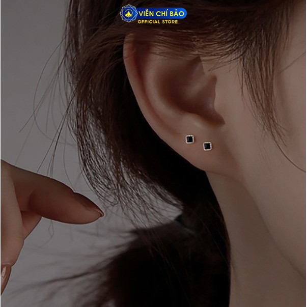 Bông tai bạc nữ đá vuông mini (1chiếc) chất liệu bạc 925 thời trang phụ kiện trang sức nữ Viễn Chí Bảo B000056