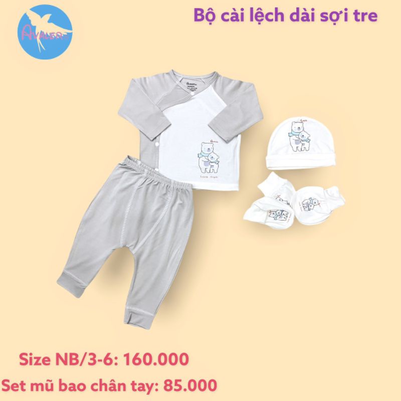 Bộ Cúc Lệch Sơ Sinh Sợi Tre Avaler