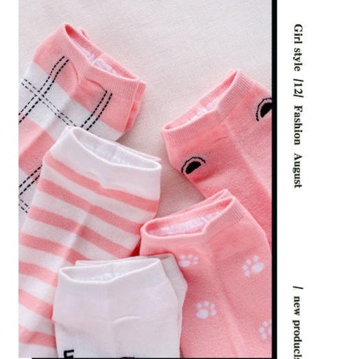 Tất, vớ nữ cổ ngắn Ulzzang chủ đề chú gấu hồng siêu dễ thương BAG U