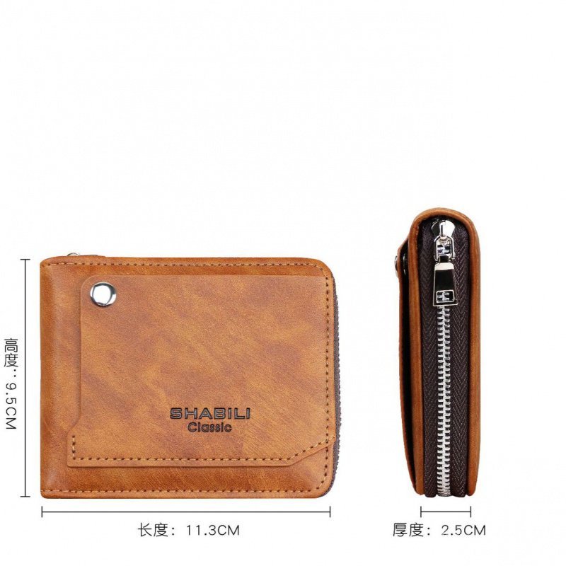 Mới Ví Da pu Dáng Ngắn Cỡ Lớn Đựng Thẻ / Tiền Xu Có Khóa Kéo Thời Trang Cho Nam