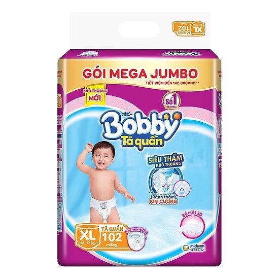 TÃ QUẦN BOBBY MEGA JUMBO M120, L111, XL102, XXL93 MỚI