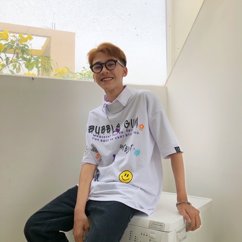 [Mã SKAMPUSHA7 giảm 8% tối đa 50K đơn 250K] Áo thun Sticker mặt cười - by Bubble Gum Studio | BigBuy360 - bigbuy360.vn