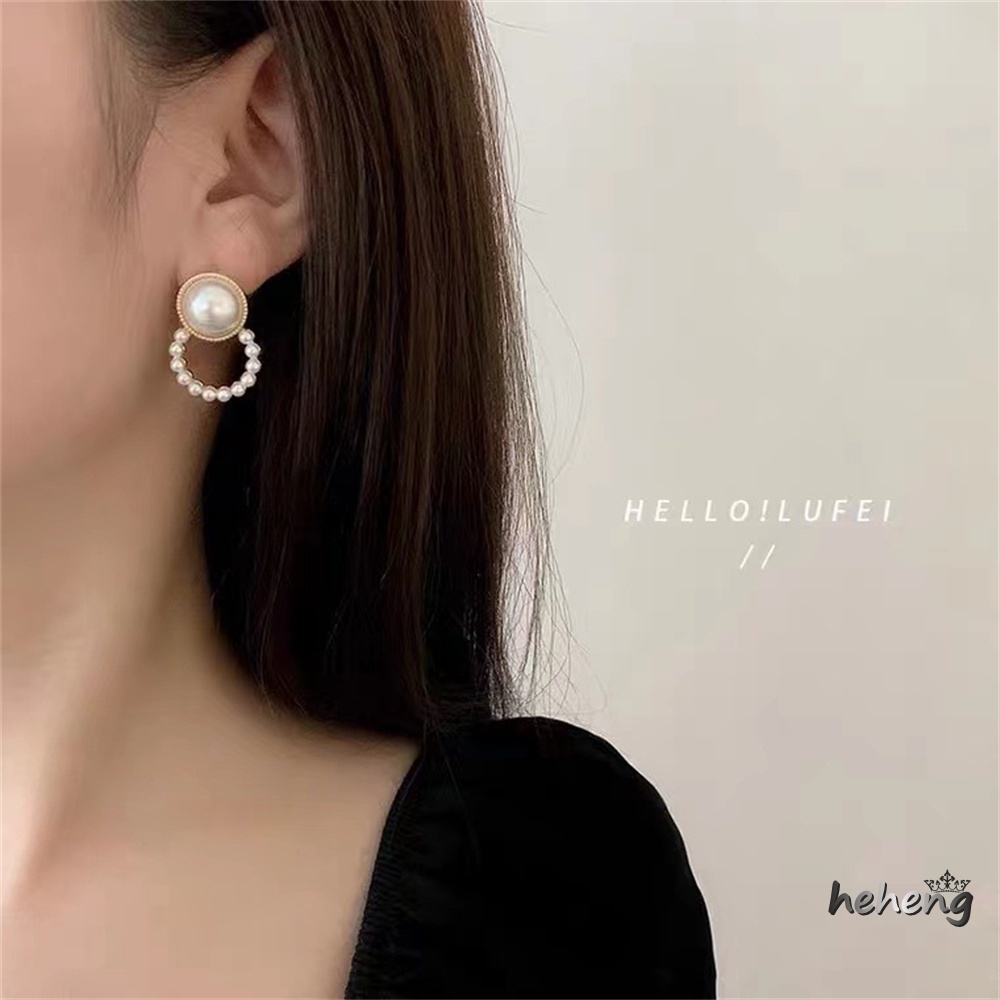 Bông Tai Tròn Đính Ngọc Trai Bằng Hợp Kim Thời Trang 1 Cặp