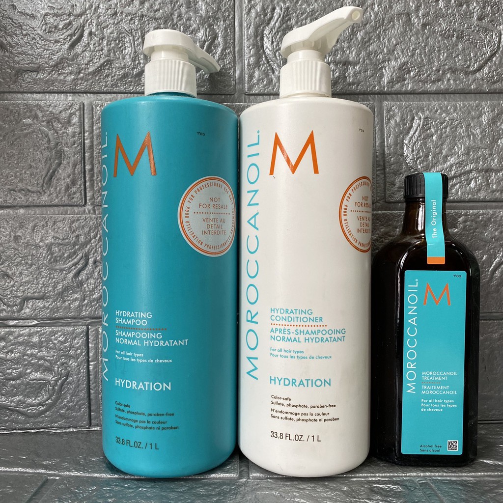 Chính hãng  Combo Bộ Dầu Gội Xả Dưỡng Ẩm Phục Hồi 1000mlx2 + Dầu dưỡng tóc MOROCCANOIL Treatment 200ml