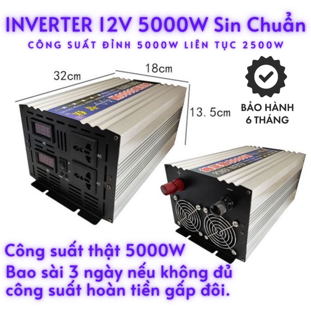 INVERTER Bộ biến điện 12v 24V 48V 60V 220v SIN CHUẨN 1000W 3000W 5000W 6000W