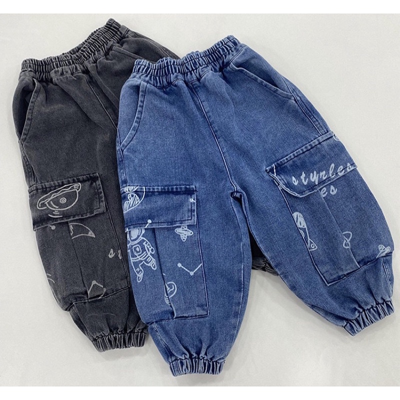 Quần bò jeans baggy dáng thụng túi hộp Bé Trai