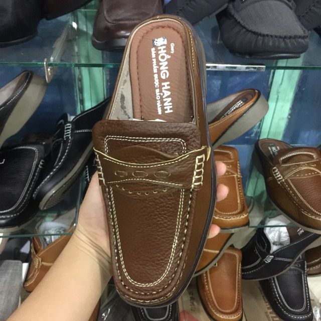 Giày sampo nam da bò