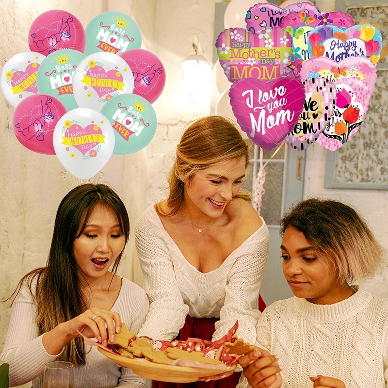 Bong Bóng 12 Inch In Chữ Happy Mother's Day Trang Trí Tiệc