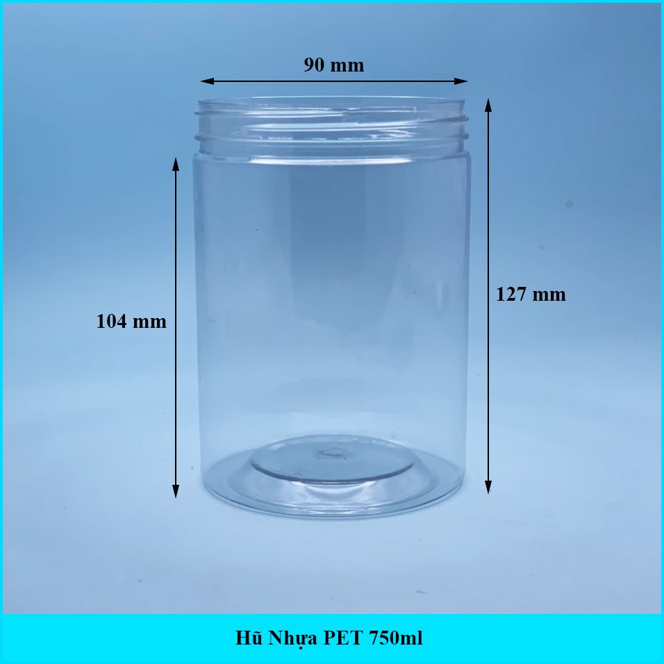 Hũ nhựa, hộp nhựa PET dáng cao nắp nhôm/nắp nhựa (250ml-500ml-750ml-1000ml-1200ml-1500ml)