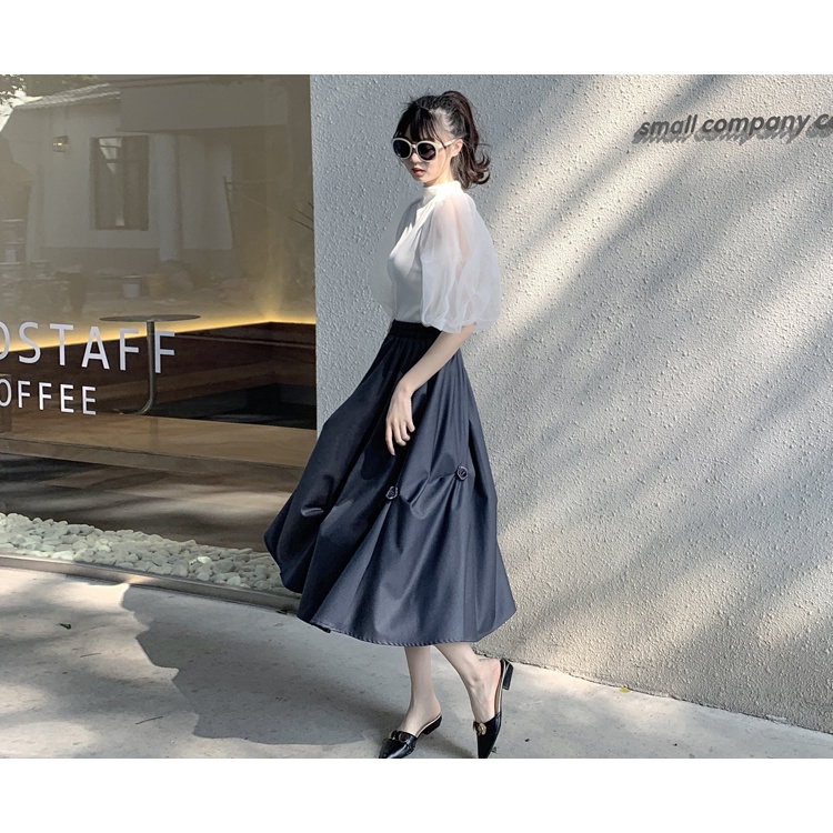 Váy chữ A cạp cao đính hoa nhỏ V0009