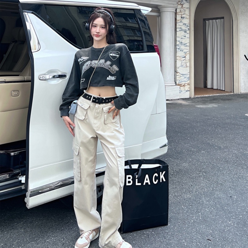 Áo Croptop Tay Dài Thời Trang Đường Phố Cá Tính Cho Nữ