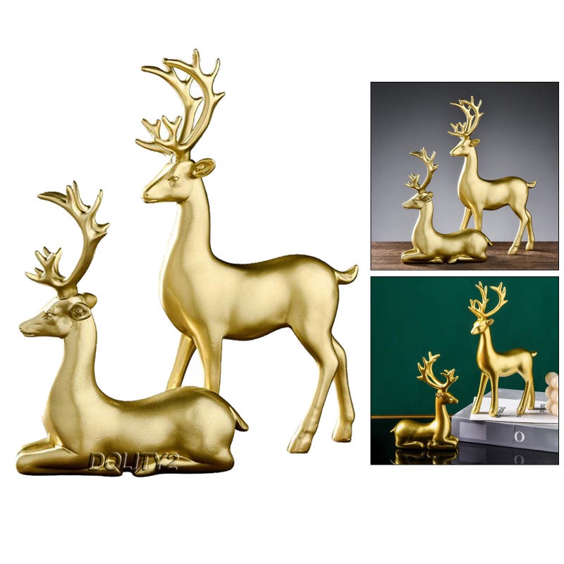 Tượng nai sừng tấm bằng nhựa resin màu vàng bắt mắt dùng trang trí độc đáo