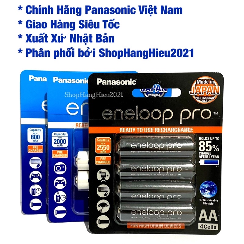 Pin Sạc AA Panasonic Eneloop Pro  Hàng Chính Hãng Vỉ 4 Viên Made in Japan không chính hãng hoàn tiền 200%