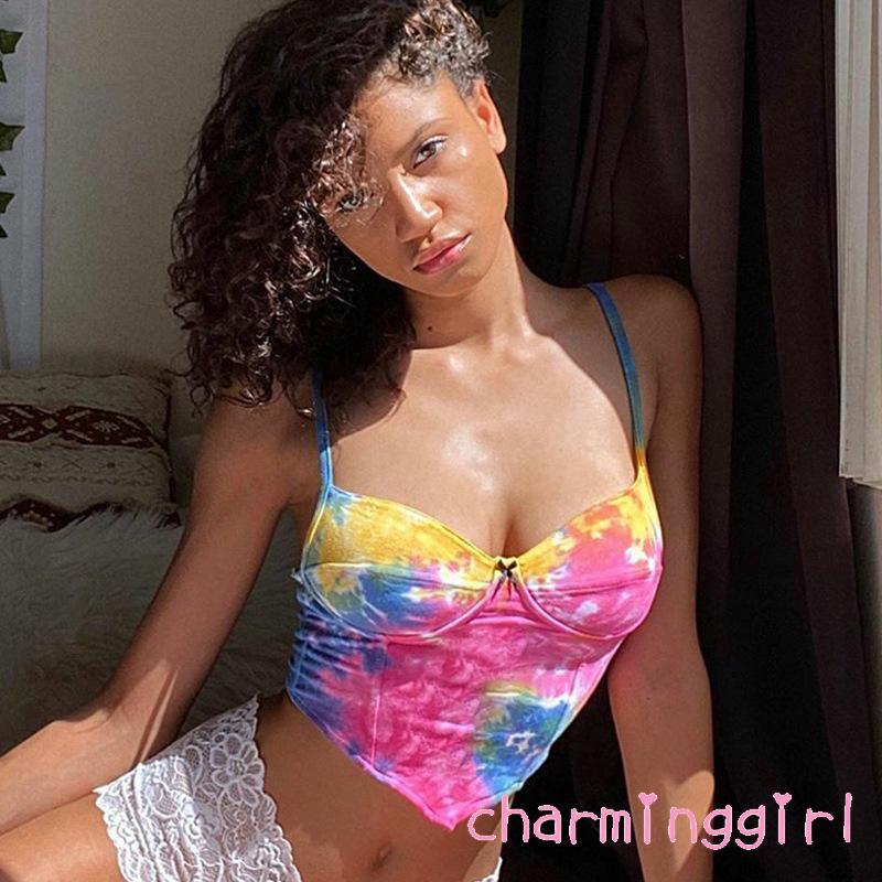 Áo sát nách thắt dây hoạ tiết hoạt hình cho nữ