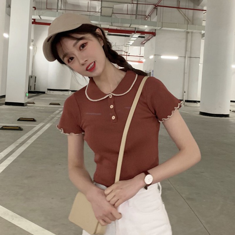 Áo thun tay ngắn xinh xắn kiểu dáng Hàn Quốc cho nữ