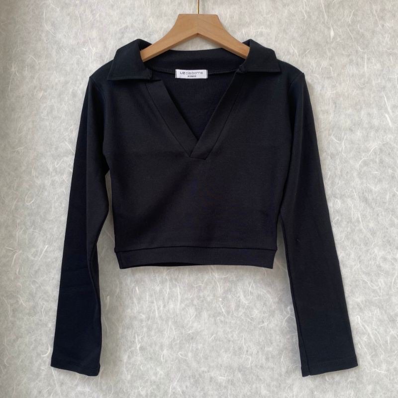 (ẢNH THẬT)ÁO CROPTOP CỔ ÁO POLO, CHẤT VẢI THUN CO DÃN SIÊU DÀY DẶN | BigBuy360 - bigbuy360.vn