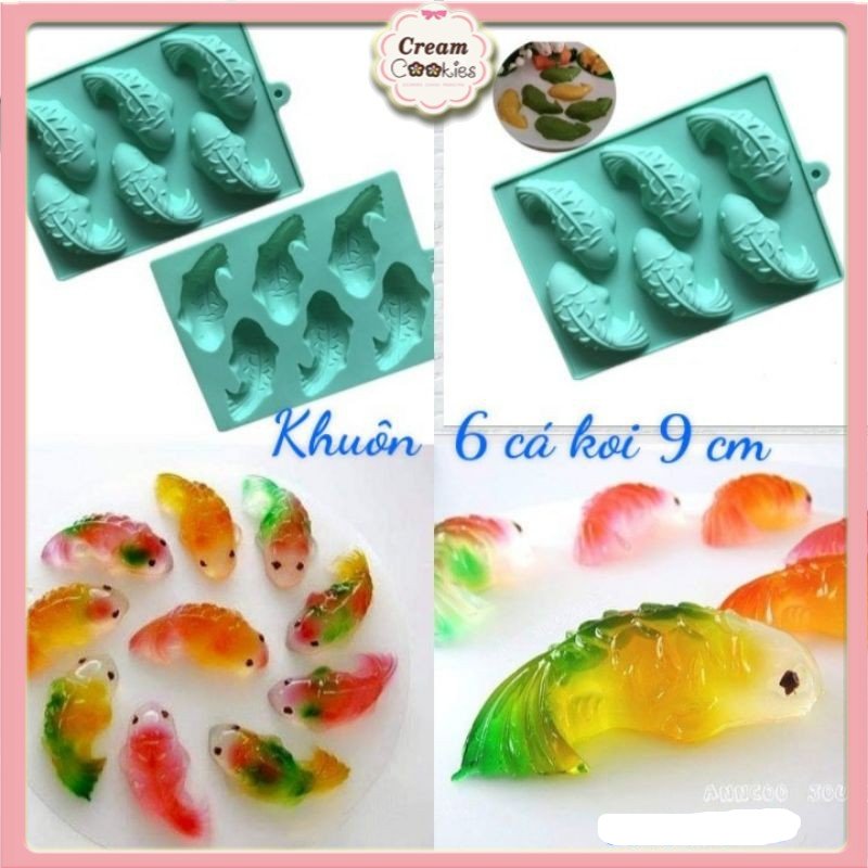 Khuôn Silicon 6 Cá Koi 9 Cm Làm Thạch Rau Câu, Pudding