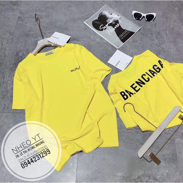 Thời Trang Nữ BÁN SỈ ÁO PHÔNG IN CHỮ BA.LEN MÀU VÀNG VÀ XANH CHO NỮ Phương Linh Shop