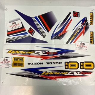 Tem decal Wave A 110cc 2017-2020 (Xanh Dương Tím Đỏ Kiểng OHLIN)
