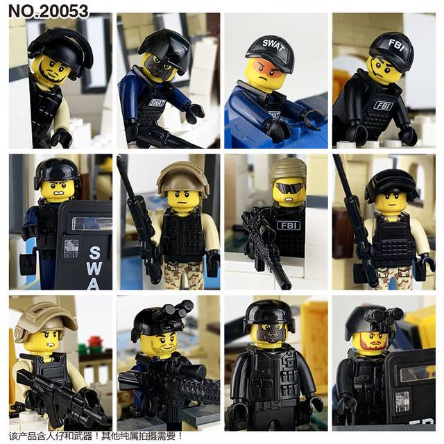 Set of 12 Lego police character models