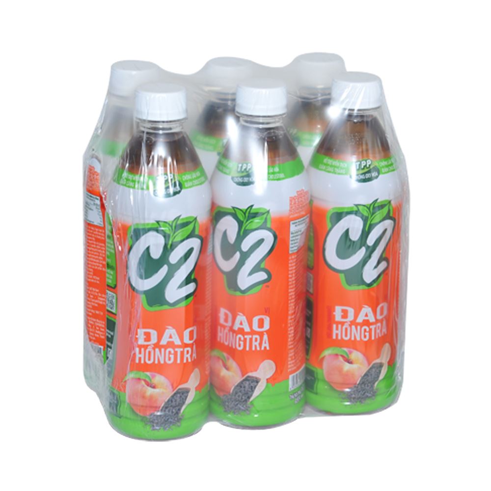 Lốc 6 chai C2 vị hồng trà đào / Khế / chanh / vải 455ml