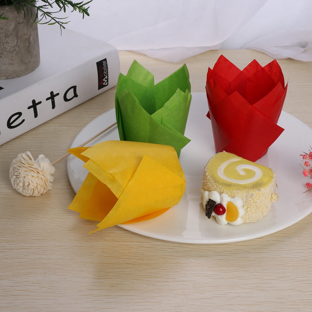 Set 50 Khuôn Giấy Nến Làm Bánh Muffin Hình Hoa Mẫu Đơn