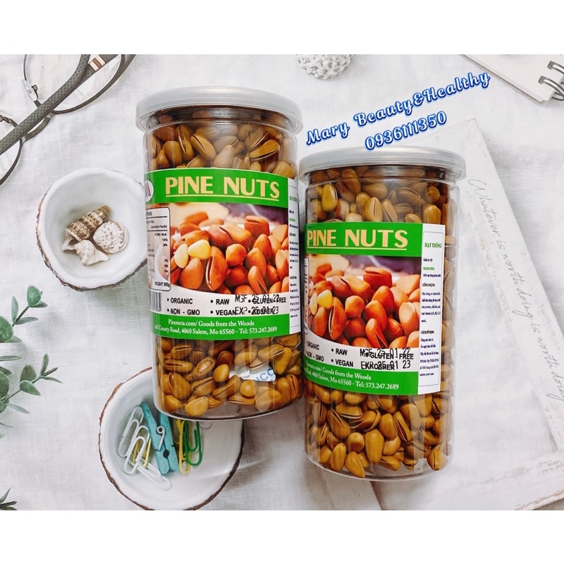Hạt thông Mỹ size đại hộp 500g, hạt to đều không hôi dầu