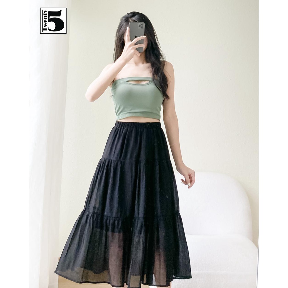 Áo bra nữ không dây chun ôm co dãn khoét viền mặt trước có đệm mút Twentyfive 4145