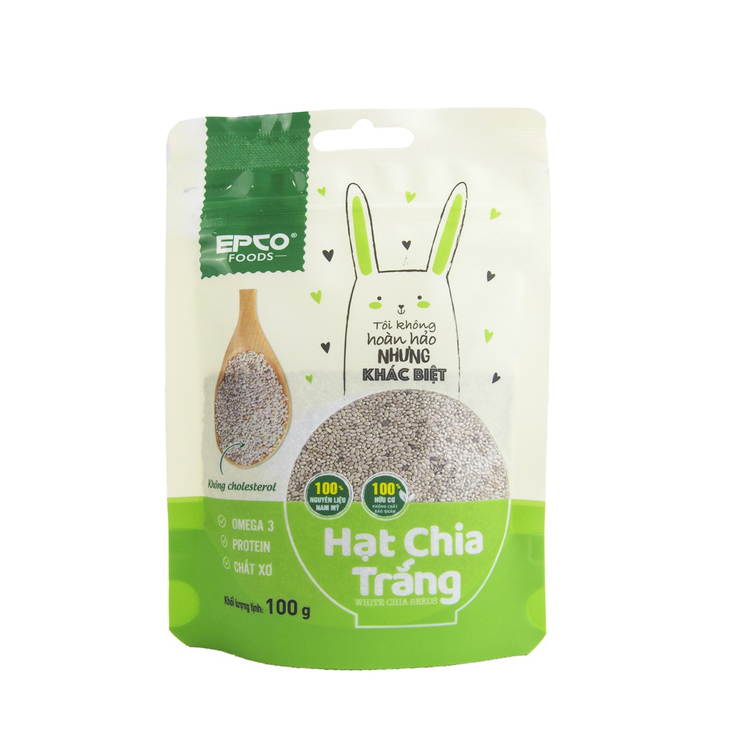 Hạt chia hữu cơ trắng Giảm Cân EPCO FOODS gói 100g