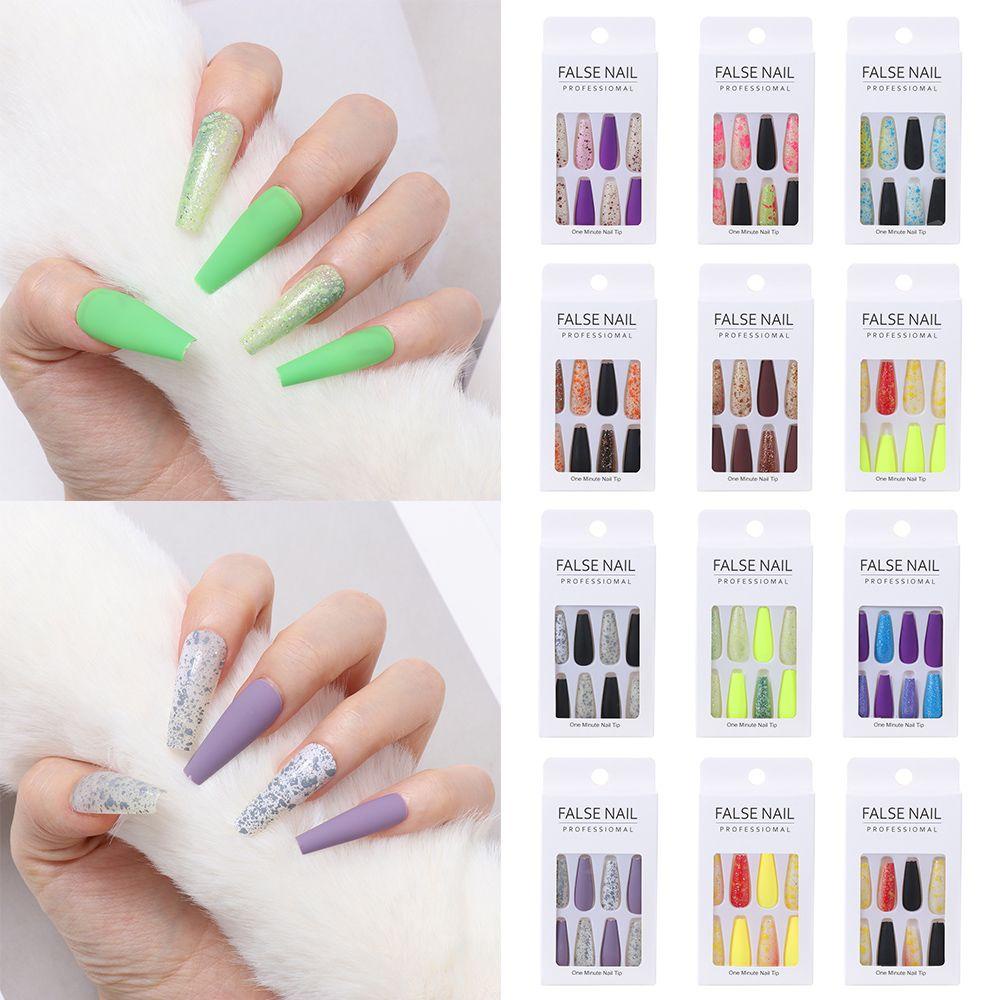 EUTUS Bộ 24 Móng Tay Giả Nối Dài Che Phủ Toàn Diện Tháo Rời Được Hình Chữ T Dành Cho Mú